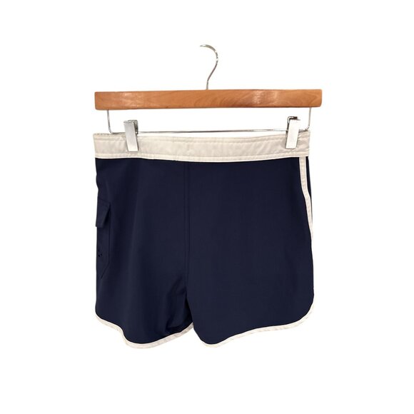 L.L.Bean Girls Navy Swim Shorts Size 14 With Pocket & White Trim - Picture 2 of 9